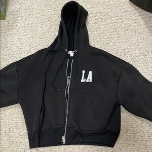 Black LA Zip-Up Hoodie